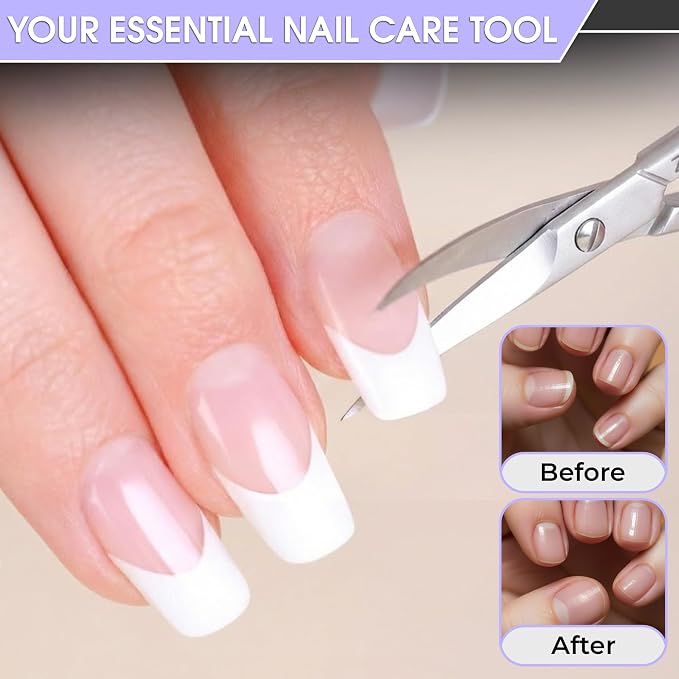 Curved Nail Scissors for Women Manicure Pedicure Scissor for toenail | Stainless steel curved blade and fingernail trimming, ergonomic grip, compact 3.5 inch travel size