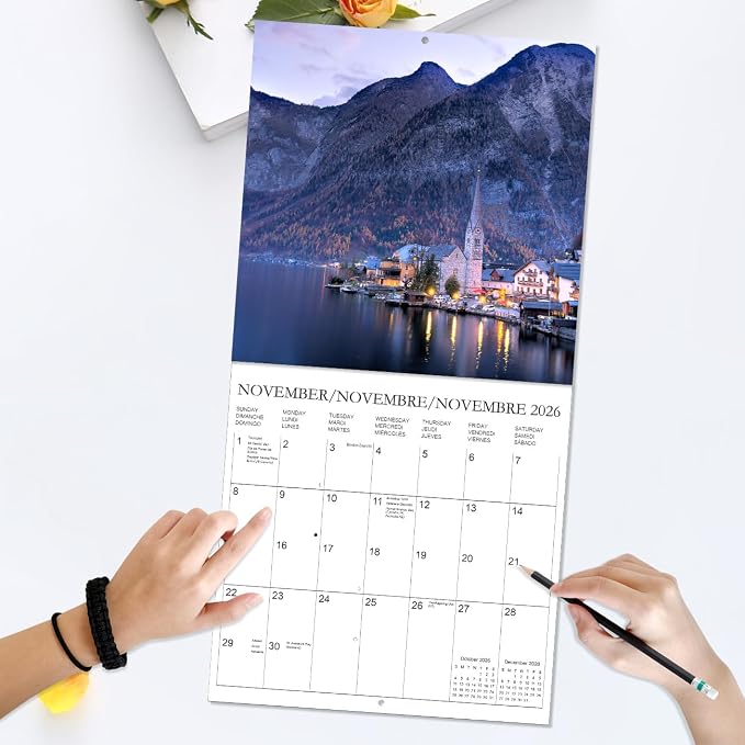 Calendar 2026 - Wall Calendar from January 2026 to December 2026, 3 Languages(English,French,Spanish), 2026 Wall Calendar with Holiday Marked, Premium Paper for Organizing, 12" x 12",National Park - D