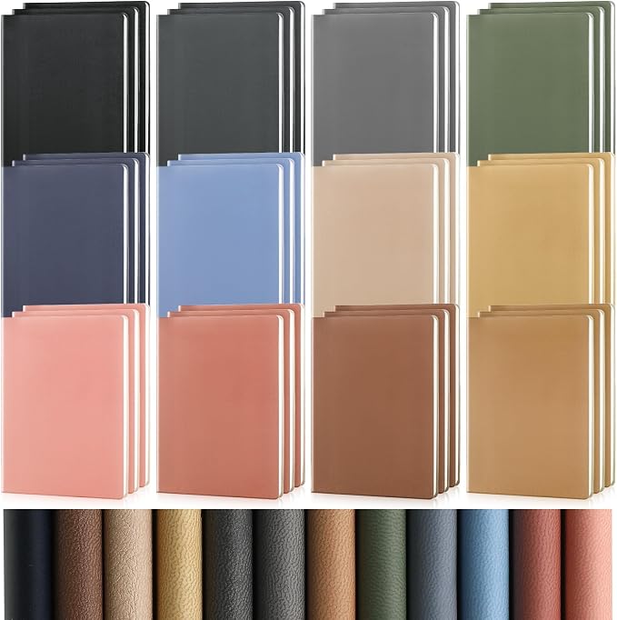 PerKoop 36 Pcs A5 PU Leather Journals for Laser Engraving, 8.1 x 5.6 Inch Lined Notebook Blanks 128 Pages, Lay Flat Ruled Writing Notebooks for DIY Crafting Office School Gifts (Morandi Color)