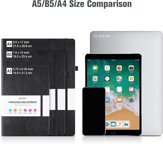 College Ruled Notebook A5, 312 Numbered Pages Diary, Lined Leather Journal | Extra-Thick with 2X Writing Space, 100gsm No Bleed Paper, Hardcover, Lay-Flat, for Work, School, Meeting Notes & Journaling