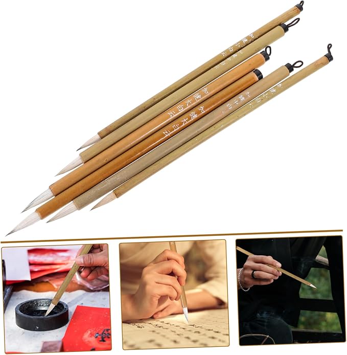 LALAFINA Chinese Calligraphy Brush Sumi Ink Brush for Chinese Calligraphy Painting Drawing and Writing Traditional for Beginners Practice 8.66 X 1.41 X 0.35 in