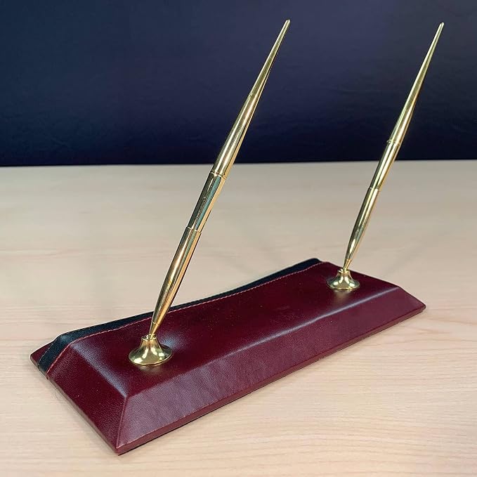 Dacasso Burgundy w/Black Trim Leather Luxury 8-Piece Desk Accessory Set - Blotter Pad/Mat & Desk Organization Essentials - Executive Decor and Surface Protector