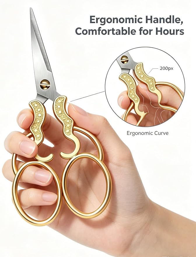 2 PCS Fabric Scissors with 2 Covers- 5-Inch Retro Stainless Steel Precision Scissors, Corrosion & Rust Resistant, Sharp Cutting, Lightweight–Suitable for Embroidery Thread, Paper, Yarn