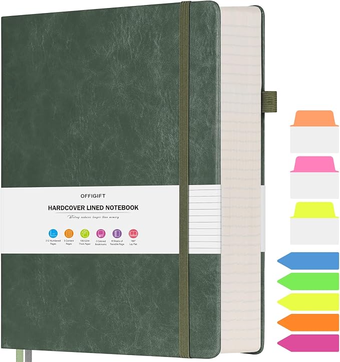 College Ruled Notebook 8.5" x 11", 312 Numbered Pages Lined Leather Journal | Extra-Thick with 2X Writing Space, 100gsm No Bleed Paper, Hardcover, Lay-Flat, for Work, School, Meeting Notes & Journaling
