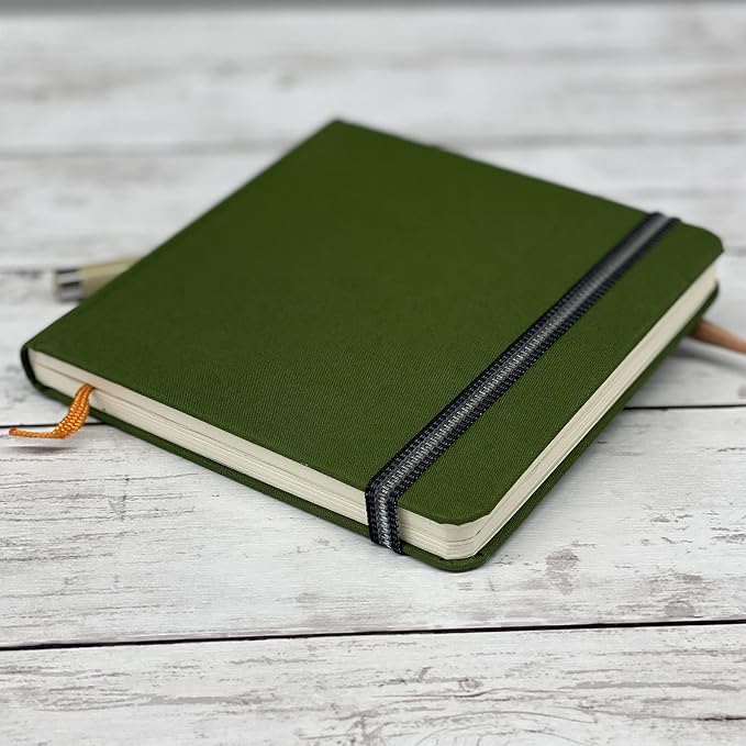 Travelogue Drawing Book, Large Portrait 8-1/4 x 5-1/2, Cadmium Green Artist Journal