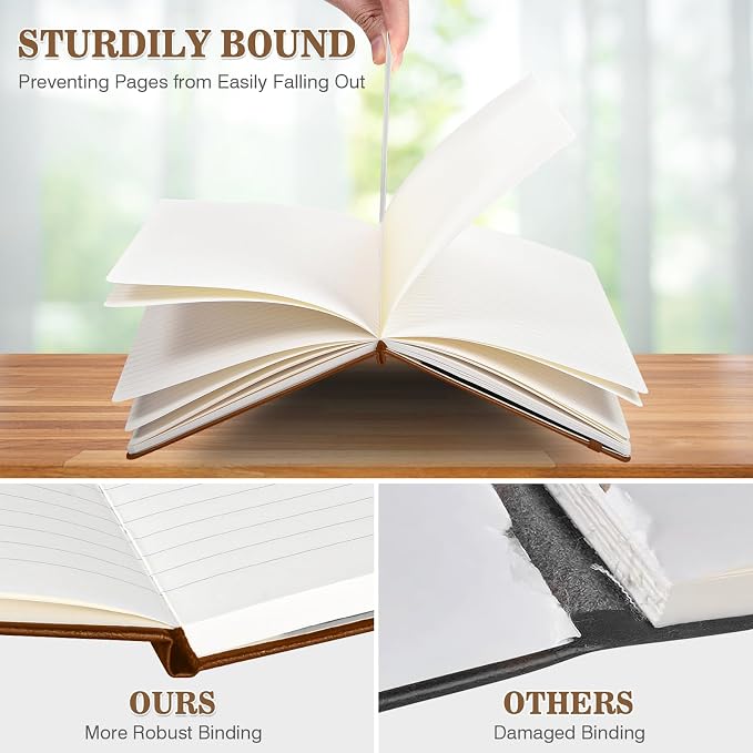OMEYA Hardcover Journal Notebooks for Work: 4 Pack, A5 100gsm Lined Paper | Multicolor, 5.7" x 8.3", PU Leather Cover, Notebooks for Office, School, Meetings, Daily Plans and Personal Journaling