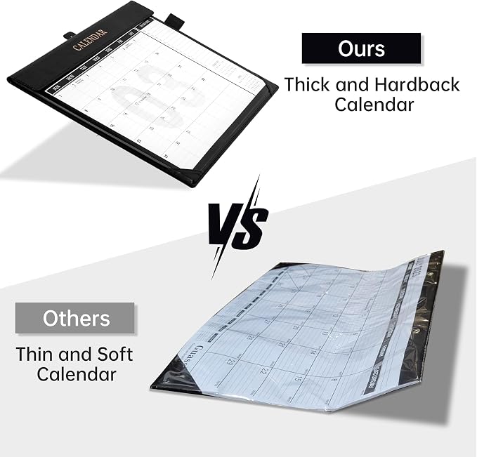 Yoment Desk Calendar 2026 Leather Desk Calendar with to-Do Lists, 13 Months Desk Pad Wall Calendar with Pen Holders PVC Cover for Work Office School Home Women Men, Jan 2026-Dec 2026, 17 x 12, Black