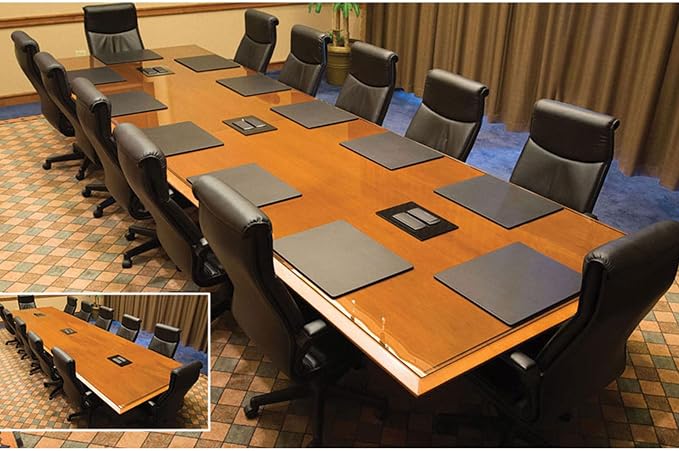 Dacasso Classic Black Leather 17" x 14" Luxury Conference Table Pad - Leather Desk Blotter for Writing - Boardroom Organization & Executive Desk Decor
