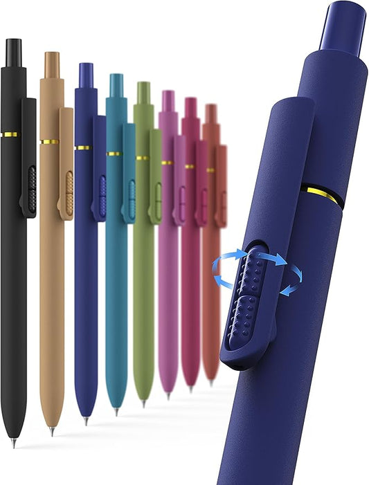 Hiacry 8 Pcs Gel Pens, Quick-Dry Long Lasting Black Ink-0.7 MM Fine Point | Smooth Writing Fidget Pens, Stress Relief, No Smear, No Bleed, Journaling, Note Taking,Work, School,Office, Students & Adults