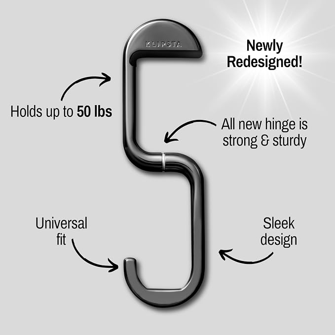 FLIP Bag Hook - Newly Redesigned. Portable Purse Hanger for Table with Magnetic Closure - Now Holds up to 50 lbs (Chrome Black)
