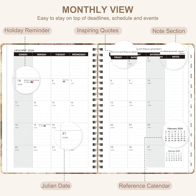 2026 Planner, Weekly and Monthly Calendar Planner Agenda, Jan 2026 - Dec 2026, Planning Academic Book, Office Desk Accessories and School Supplies - A5 (6.3'' x 8.5'')