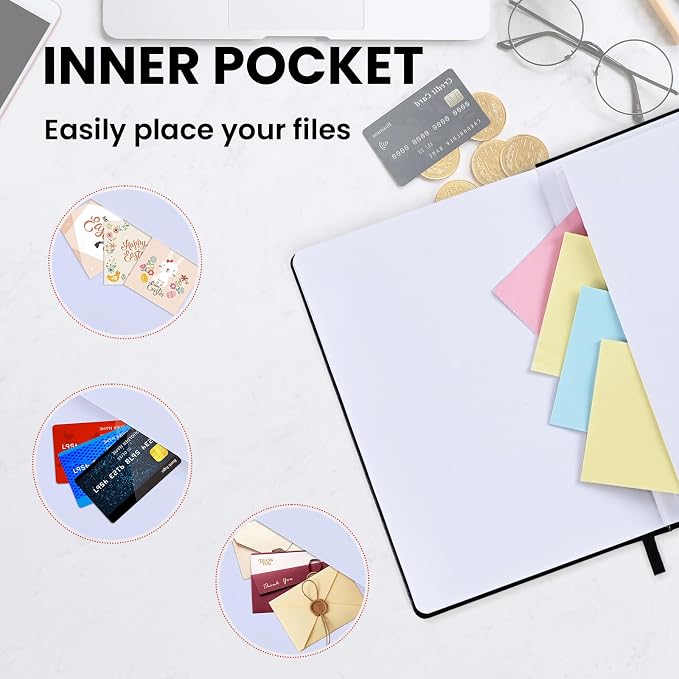 SUIN Lined Journal Notebook, Leather Hardcover Journal for Work, School, Travel, 100 GSM Paper, 160 Pages, 5.5x8.3 Inch, College Ruled, Black, 1-Pack