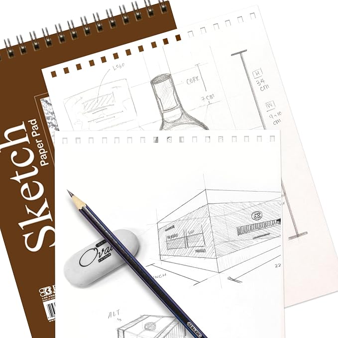 BAZIC Sketch Pad 50 Sheet 6" X 8", Top Bound Spiral Sketchbook Drawing Pads, Sketching Paper Coloring Book for Artist Kids School, 1-Pack | 50-sheet spiral sketch pad, smooth drawing paper for sketching, shading