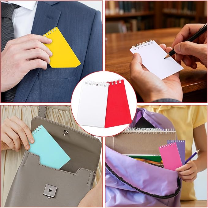 24 Pack Mini Notebooks for Kids Small Spiral Journal Notepads Party Favor | 3.9x2.4 Colorful Pocket Writing Memo Note Pads with 15 Lined Pages for Men Women Work Home Office Classroom Travel Supplies