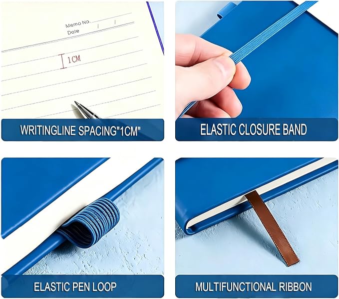 A5 Lined Journal Notebook Gift Set - Hardcover Diary with Executive Pen & Elastic Pen Loop, 192 Pages 80gsm Thick Ruled Paper for Women & Men, Business, Travel & School Writing