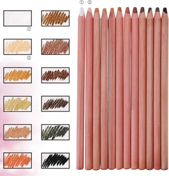12 Pcs Professional Soft Pastel Pencils Skin Tints Colored Pencil for Portraits Sketching Shading Skin Tone Drawing Pencils for Artists & Beginners