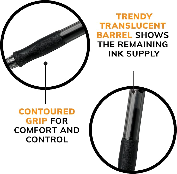 BIC Gelocity Original Black Gel Pens, Medium Point (0.7mm), 24-Count Pack, Retractable Gel Pens With Comfortable Grip