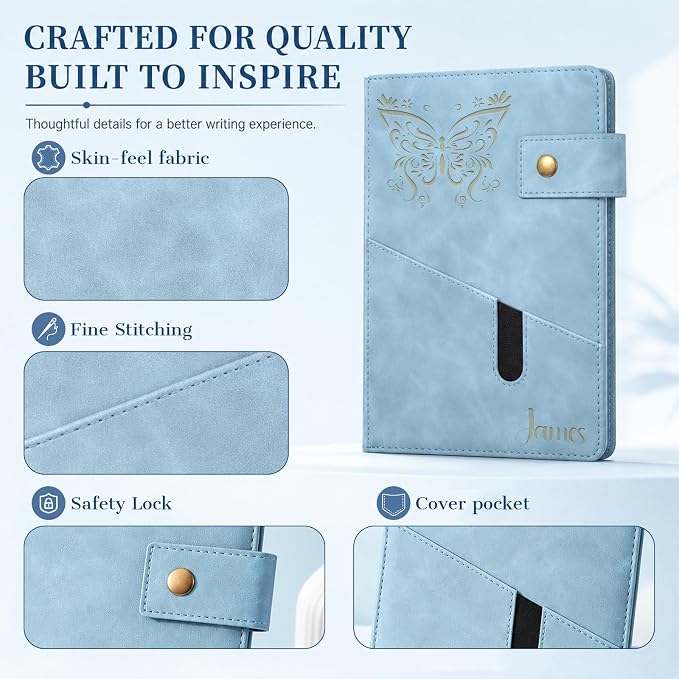 Personalized Leather Journal Gift Set with Gift Box, Custom A5 Writing Notebook & Pen Set, Leather Bound Diary for Men Women, Travel Work School Gift