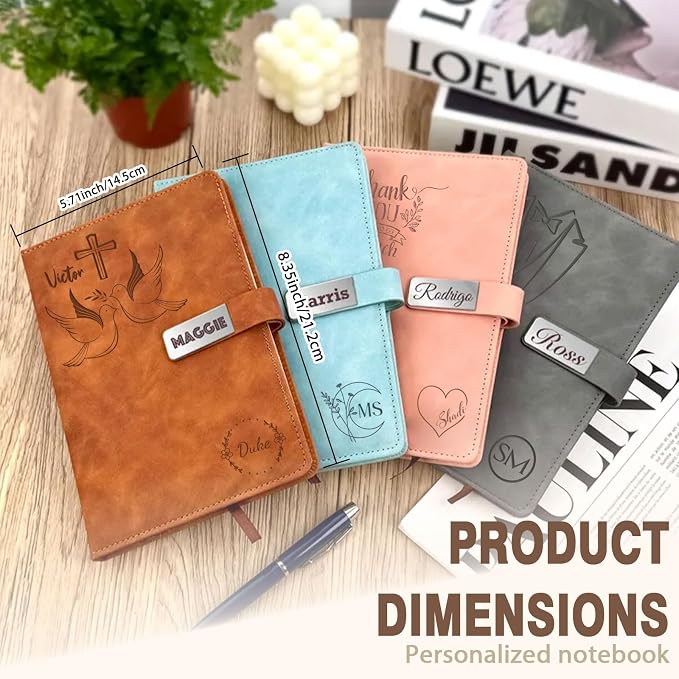 Personalized Leather Journal Notebook with Pen Gift Set - Custom Executive Hardcover A5 Writing Diary with Magnetic Closure for Men, Women, Business, Graduation, Birthday, Corporate Gifts (personalized notebook)