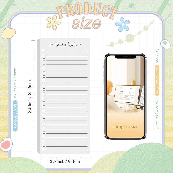 Censen 10 Pack 500 Sheets to Do List Notes Daily Checklist Notepad with 50 Sheets Undated Memo Pad Color Block Shopping List Weekly Plan Notepad Organizer Planners(White,Lined)