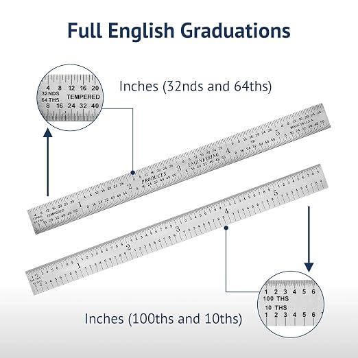 PEC Tools 6" Flexible Machinist Rule,5R Graduation (1/32“, 1/64”; 1/10“, 1/100), Trusted by Professionals, Made in USA