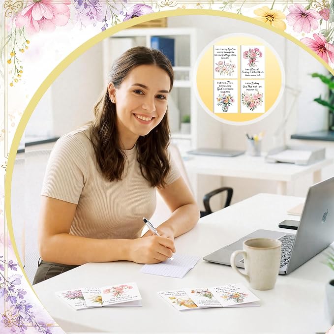 Tatuo 24 Pcs Watercolor Floral Christian Mini Notebook for Women Bible Verse Inspirational Notepads Scripture Pocket Prayer Journal for Church Gifts VBS Volunteer Appreciation Gifts 2026, 3.3 x 4.7 In