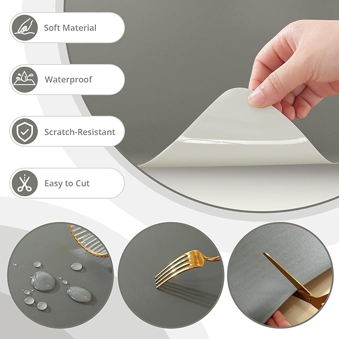 LovePads Makeup Mat for Vanity, 16 x 32 Dual-Sided Desk Pad & Vanity Cover Top, Waterproof PVC Protector Mat for Dresser, Nail Art, Craft Table (Dark Grey+Grey)