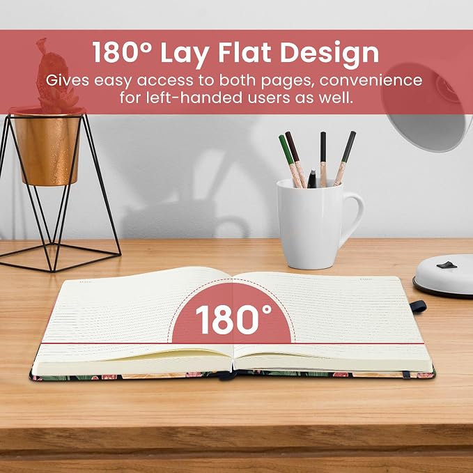Taja Pretty Lined Journal for Women, Aesthetic Cute Hardcover Leather Journal for Writing, A5 College Ruled Notebook for Work & Note Taking, Perfect for Office School Home, 160 Pages, Garden Bird