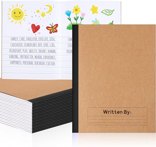 Henoyso 20 Pack Primary Composition Notebook, 9-3/4" x 7-1/2", Kids Primary Journal, K-2 Writing Notebook for Kids Student Draw Write Story Journal Half Blank Books(Black)
