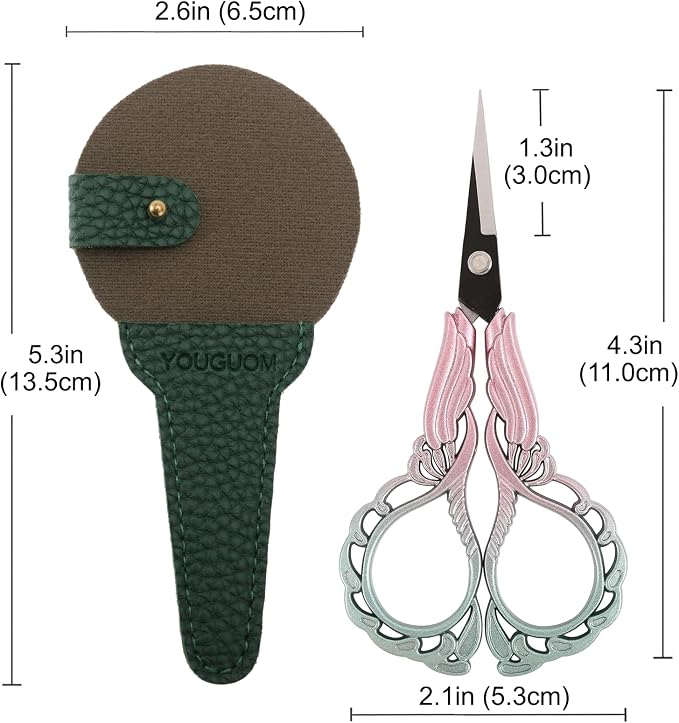 YOUGUOM Detail Scissors with Cover, Small Craft Shears | Sharp, All Purpose, for Embroidery, Sewing, Needlework, Cross Stitch, Crochet, Paper Cuts, Thread Snips, DIY Tools, Pink