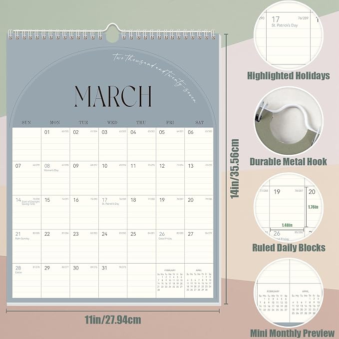 Guasslee Wall Calendar 2026-2027, Vertical Wall Calendar 2026, Jun. 2026-Dec. 2027, 19-Month Paper Calendar Spiral Bound, Monthly Planner Wall for Office School Home Easy Organizing, 14" X 11