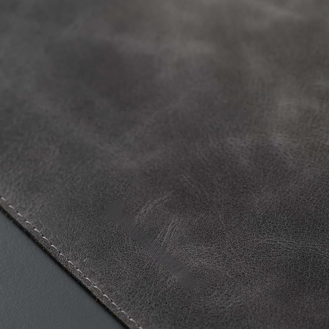 Jersey Genuine Calfskin Leather Desk Pad, Office Desk Mat with Non-Slip Bottom, Smooth Surface for Mouse & Keyboard, Desk Protector (14.6x31.5 inches) (Gray)