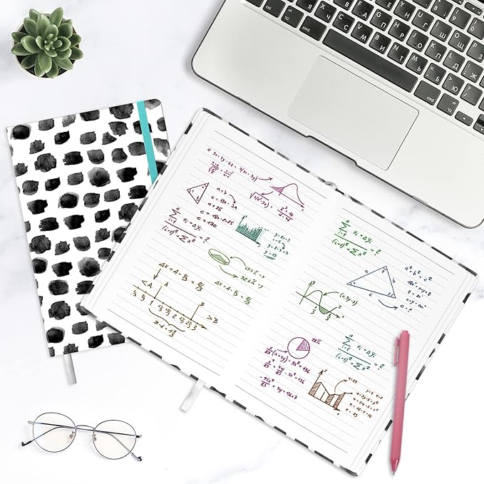 Lined Journal Notebook, Hardcover Journal for Women, Medium 5.7 x 8.4 in, 160 Pages Thick Paper, Cute Aesthetic Floral College Ruled Notebook for Writing Journaling Work School Office, Spots