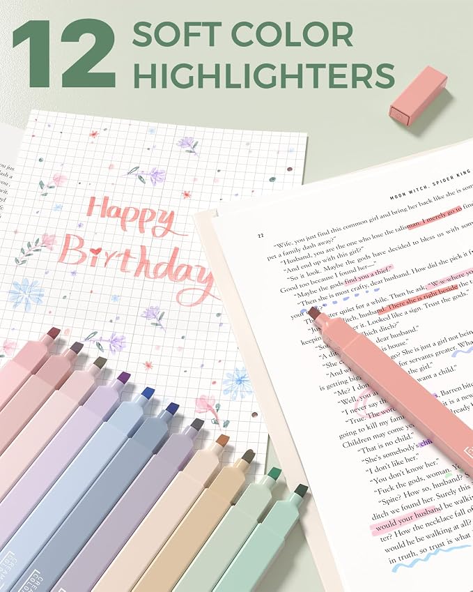 Four Candies 56 PCS School Supplies with Pencil Case, 6 Multicolor Pens, 12 Pastel Highlighters, 5 Gel Pens, 9 Mechanical Pencils for Student Back to School Stationery Set College Essentials (Green)