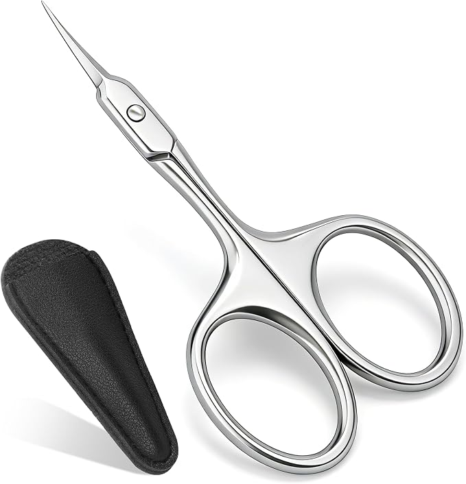 Curved Cuticle Scissors, Extra Fine Tip, Manicure Pedicure | Fine curved tip for manicure, pedicure and eyebrow trimming. For women and men. Compact grooming tool for precise nail care.
