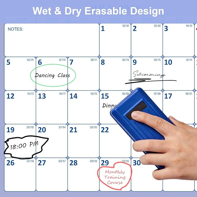 32x48 Academic Wall Calendar 2026-2027 July-June, Dry Erase School Planner | July 2026-June 2027 Folded Wet & Dry Erase Calendar, Vertical/Horizontal Reversible,12 Month School Planner with Julian Dates