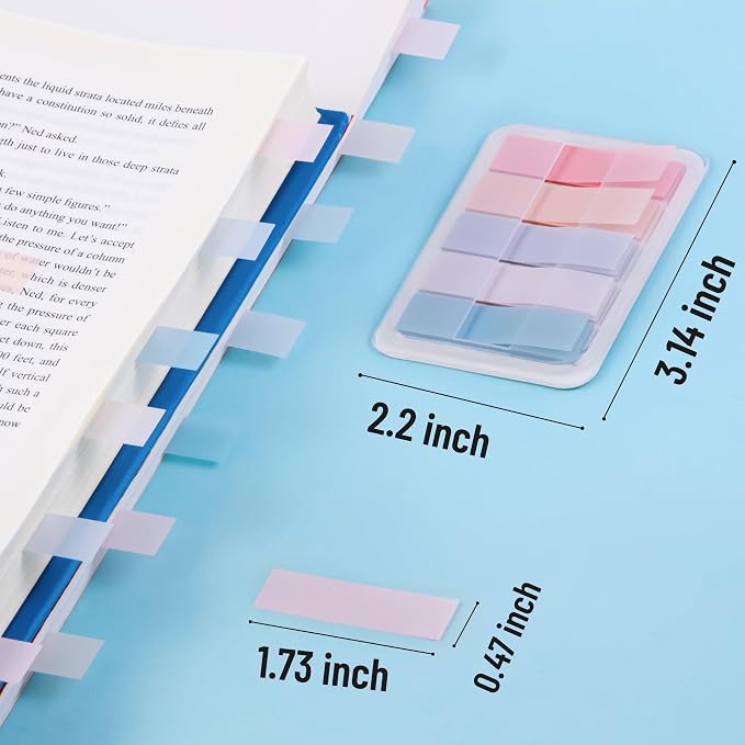 Golcellia Sticky Tabs, Pastel Book Tabs for Notebooks, 300 Pcs | Writable pastel paper tabs for books, notes, planners and files, repositionable page markers for school, office and home