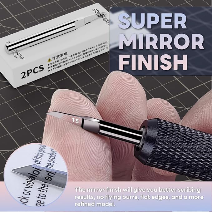 stedi Model Scriber Blades Tungsten Steel 0.1+0.125mm Replacement | Scribing Blades,Scriber Replacement Blades,Scriber Accessories,Panel Line Tool,Gundam Model Kit,Gunpla Tools