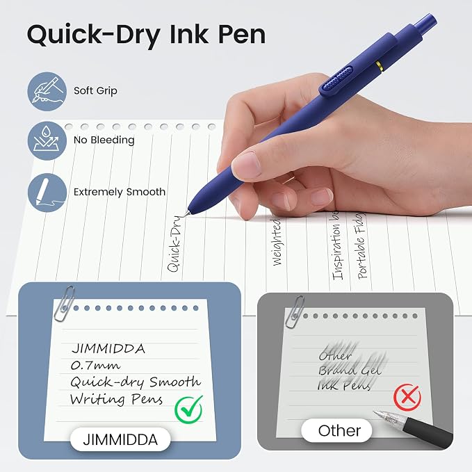 16 Pack Gel Pens, Black Ink Quick-Drying No Smudge with Fidget | 0.7mm Fine Point, Smooth Writing, Long-Lasting Ink, Stress Relief Pens for Journaling, School Office, Gift for Women Men
