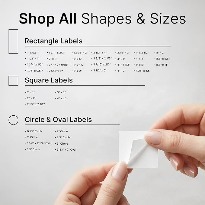 1" X 1" Matte White Printable Labels (30 Sheets, 1890 Stickers) Custom Stickers, Logo and Barcode Stickers for Laser & Inkjet Printers - Spartan Industrial Template S001