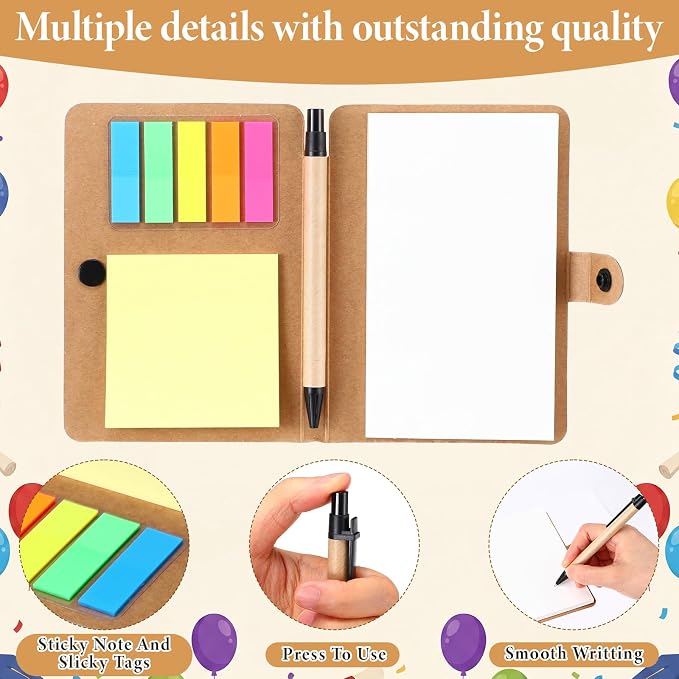 Resurhang 12 Pack Appreciation Gifts Bulk Inspirational Spiral Notebook with Sticky Note Pen, Note Pads Motivational Journals Thank You Gifts for Employee Volunteer Teacher Nurse Team (Text)