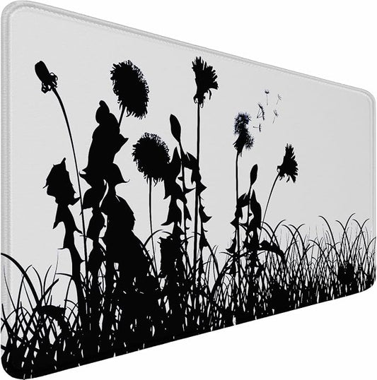 Large Gaming Mouse pad, Waterproof Mousepad with Stitched Edges, Premium Microfiber Cloth Surface, Non-Slip Base Keyboard Desk Mat for Home Office Gaming, Flowers Plants