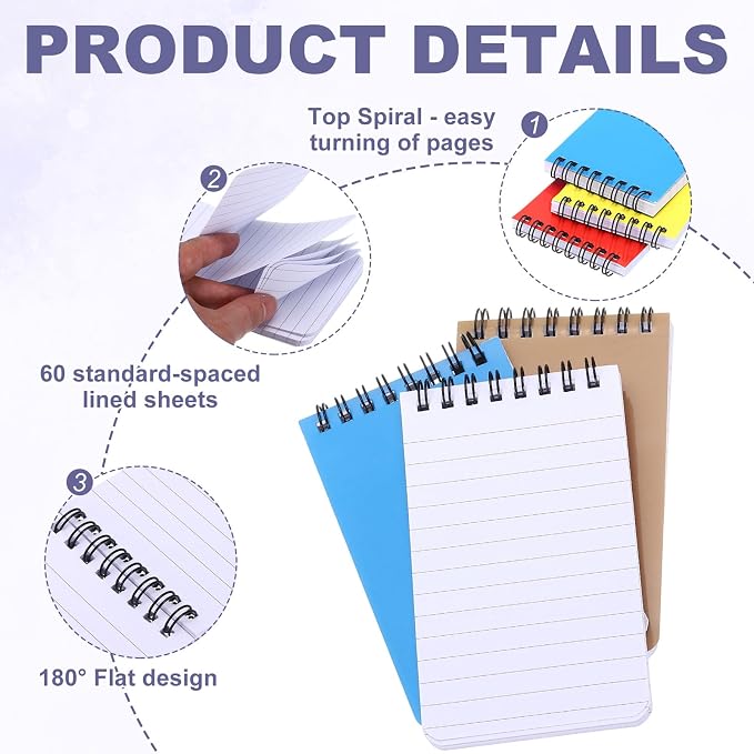 PATIKIL 3x5" Pocket Sketchbook, 2 Pcs Top Spiral Notebook Mini Lined Notebook Memo Pads 80GSM 60 Sheets/120 Pages Hard Cover Portable for Office Outdoor Travel Journal Draw, Grass Green