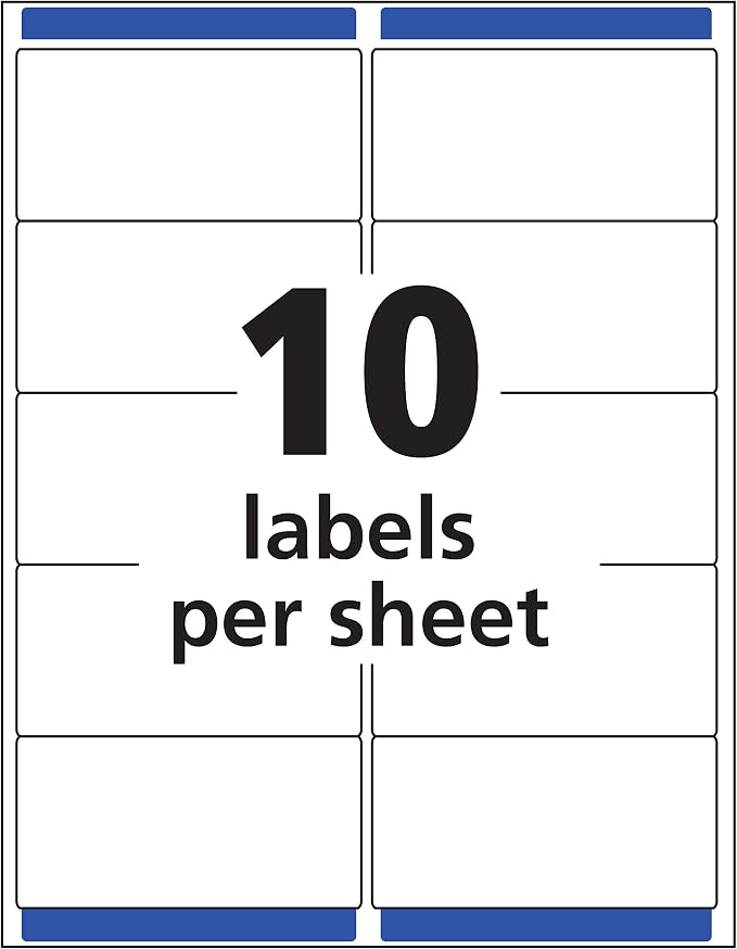 Avery Printable Shipping Labels with Sure Feed, 2" x 4" Customizable Stickers, Matte Clear, 250 Blank Mailing Labels, Great for Mailing, Shipping, and More (8663)