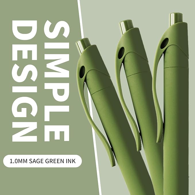 deegtran Pens Bulk, 50 Pack No Bleed Sage Green Click Pen, Wholesale Retractable Ballpoint Pens, Pens Medium Point, Smooth Ink Pen, 1.0MM Sage Green Ink
