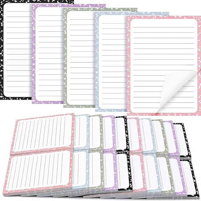 Eaasty 24 Pack Composition Lined Sticky Notes 4 x 6 Inch 40 Sheets Composition Self Stick Note Pads Bulk Back to School Sticky Notes with Lines Post on Desks Windows Door for Teacher Student Office