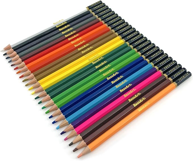 Rose Art Premium 24ct Soft Core Watercolor Pencils – Art Supplies for Drawing, Sketching, Adult Coloring in Design Storage Tin, multi (84402)