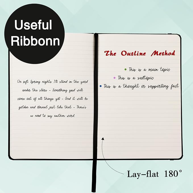 URSUNSHINE Ruled Notebook/Journal - Classic Lined Journal/Notebook, Hardcover with Thick Paper, 5.3" x 8.26", Banded + Pen Holder +Inner Pocket - Gray