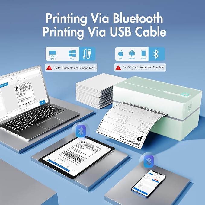 Thermal Shipping Label Printer 4x6 Bluetooth Label Maker for Small Business | Wireless Mailing Shipping Printer for USPS UPS Amazon Shopify Etsy - Compatible with iPhone Android Windows & Mac (Green)