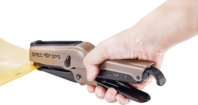 Spec Ops Tools Elite Duty Packaging Plier Stapler, 7/16"" Crown, 1/4""-3/8"" Leg Length Staples, 3% Donated to Veterans